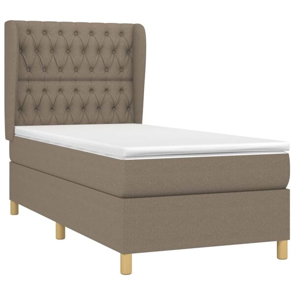 vidaXL Sommier &agrave; lattes de lit avec matelas Taupe 90x200 cm Tissu