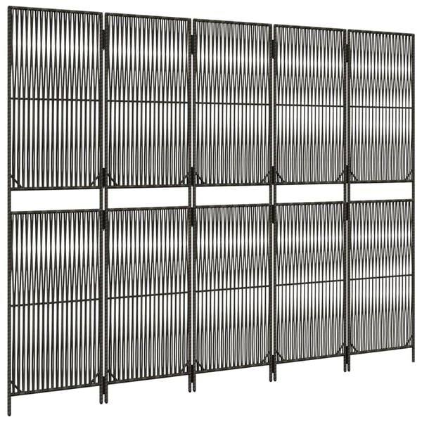 vidaXL Cloison de s&eacute;paration 5 panneaux gris r&eacute;sine tress&eacute;e