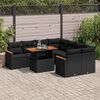 vidaXL Salon de jardin avec coussins 9 pcs noir résine tressée acacia