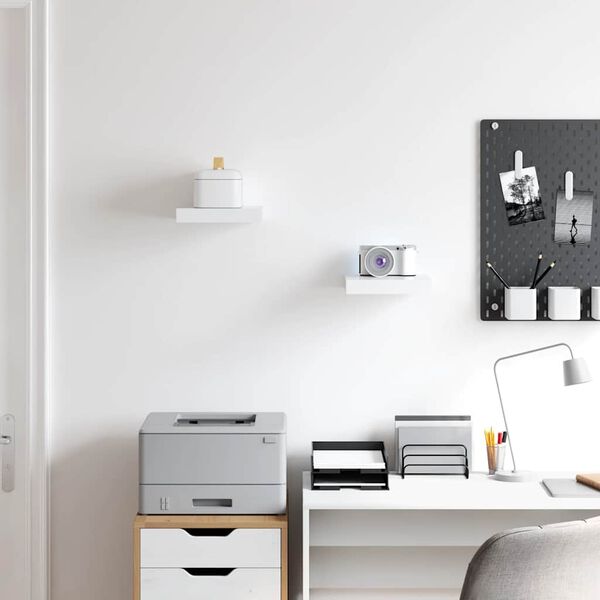 vidaXL &Eacute;tag&egrave;res murales flottantes 2 pcs blanc 23x23,5x3,8 cm MDF