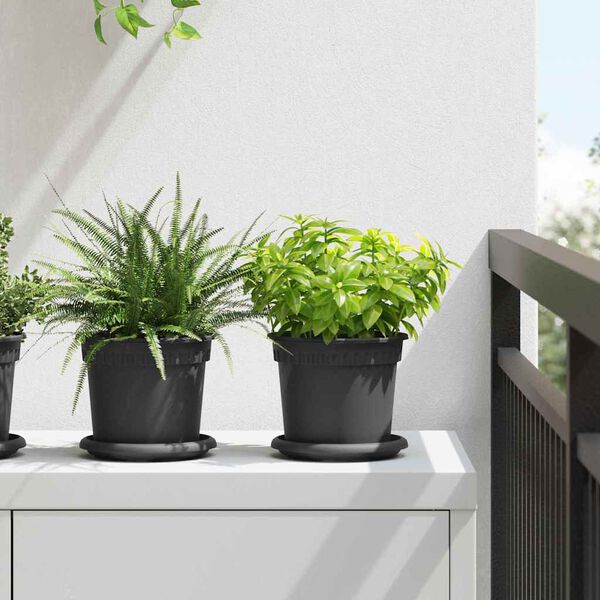vidaXL Pot &agrave; fleurs rond 24 pcs Noir &Oslash; 15 x 12 cm Plastique