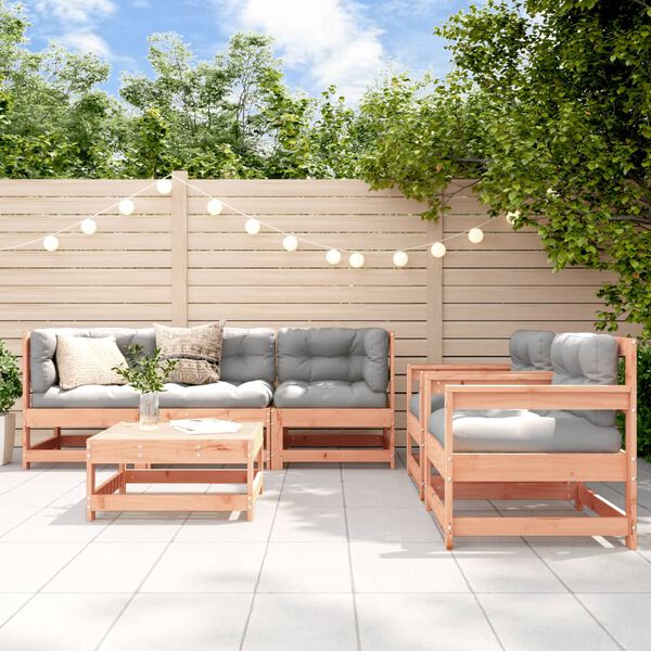 vidaXL Salon de jardin 6 pcs avec coussins bois massif Douglas