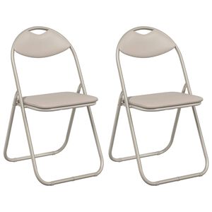 vidaXL Chaise pliante 2 pc Simili cuir Sable 48 x 43,5 x 81 cm