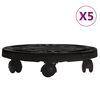 vidaXL Chariots &agrave; plantes avec roues 5 pcs Diam&egrave;tre 30 cm Noir 170 kg