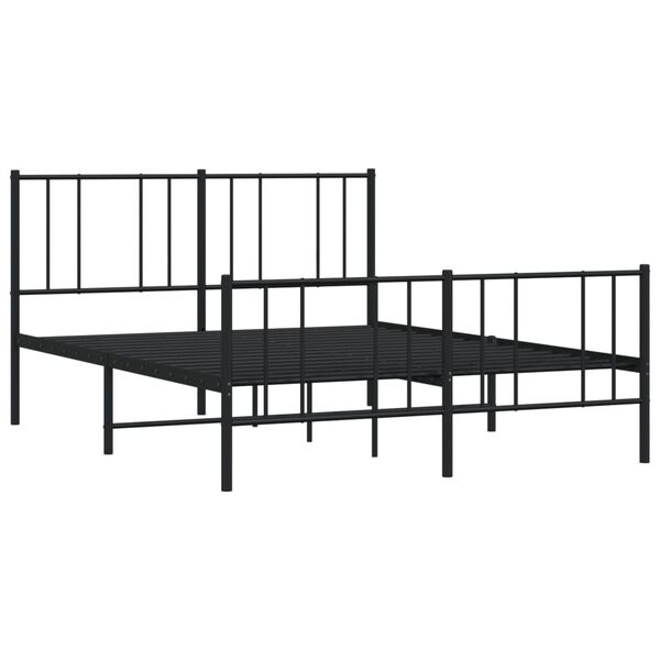 vidaXL Cadre de lit métal sans matelas avec pied de lit noir 120x190cm