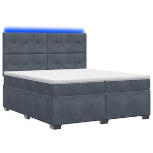 vidaXL Lit boxspring avec matelas Gris fonc&eacute; 200 x 200 cm Velours