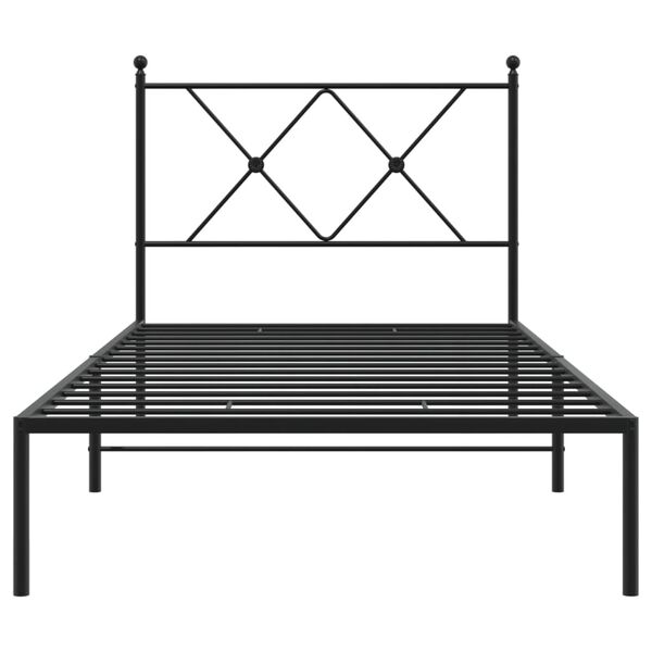 vidaXL Cadre de lit métal sans matelas avec tête de lit noir 90x190 cm