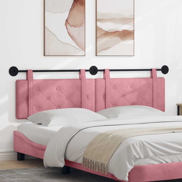 vidaXL T&ecirc;te de lit suspendue Rose 190 x 55 x 5 cm Velours