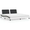 vidaXL Lit avec matelas Zadar blanc et noir 200x200 cm similicuir
