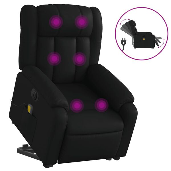 vidaXL Fauteuil inclinable de massage &eacute;lectrique noir similicuir