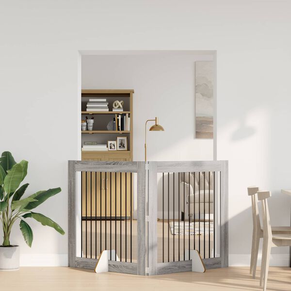 vidaXL Parc pour chien 2 pcs Gris Sonoma 100 x 100 cm Acier galvanis&eacute;