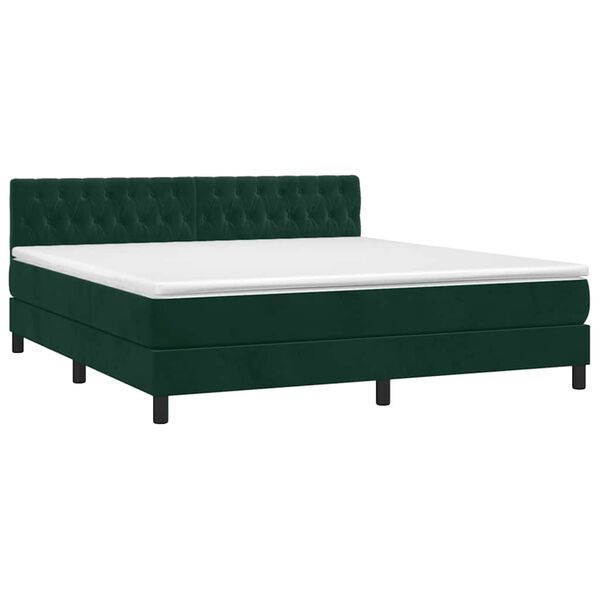 vidaXL Sommier &agrave; lattes de lit et matelas Vert fonc&eacute; 180x200cm Velours