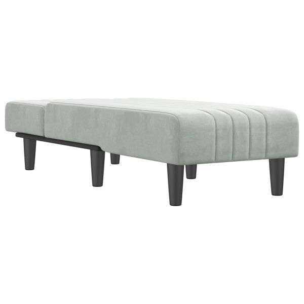 vidaXL Chaise longue gris clair velours