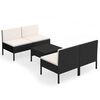 vidaXL Salon de jardin 5 pcs avec coussins r&eacute;sine tress&eacute;e noir