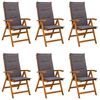 vidaXL Chaises de jardin inclinables 6 pc Naturel Bois d'Acacia Massif
