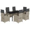 vidaXL Ensemble &agrave; manger de jardin et coussins 7 pcs gris clair rotin