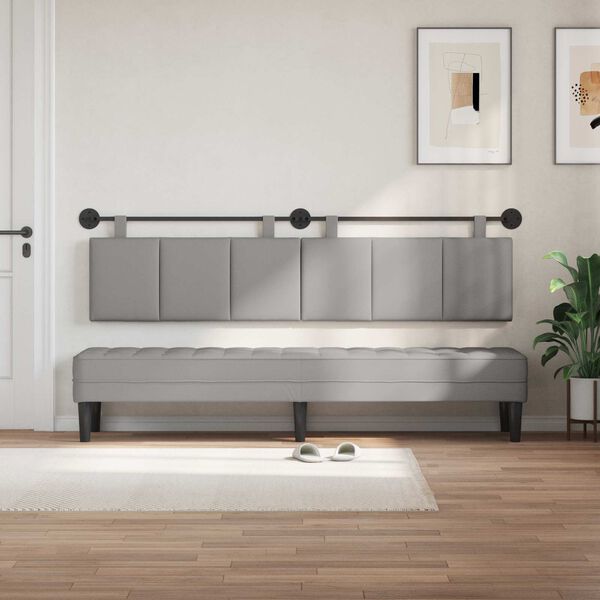 vidaXL T&ecirc;te de lit suspendue Ray&eacute; Gris nuage 210 x 55 x 5 cm tissu