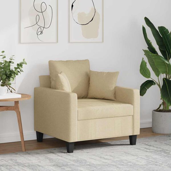 vidaXL Fauteuil Cr&egrave;me 60 cm Tissu