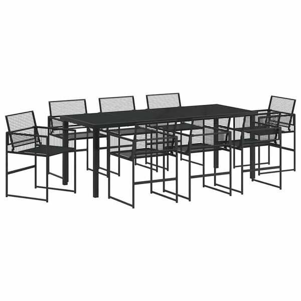 vidaXL Ensemble de salle &agrave; manger pour jardin 9 pcs Noir