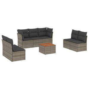 vidaXL Salon de jardin 8 pcs avec coussins gris r&eacute;sine tress&eacute;e