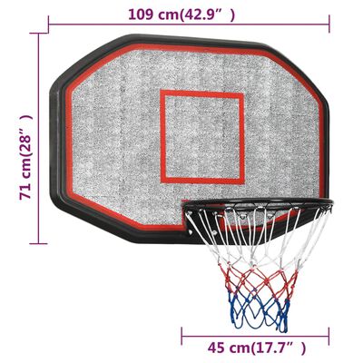 vidaXL Panneau de basket-ball Noir 109x71x3 cm Polyéthylène