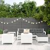vidaXL Salon de jardin 7 pcs blanc bois de pin massif