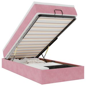 vidaXL Cadre de lit ottoman avec matelas rose 90x200 cm velours