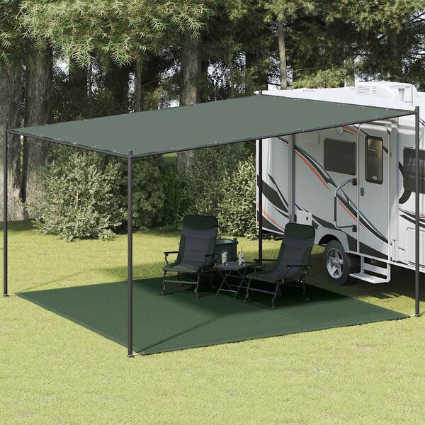 vidaXL Tapis de tente 400x400 cm Vert fonc&eacute; PEHD
