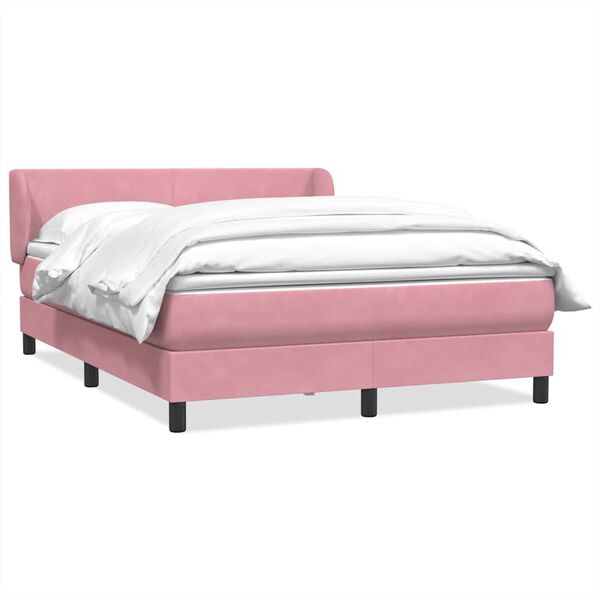 vidaXL Sommier &agrave; lattes de lit avec matelas rose 160x210 cm velours