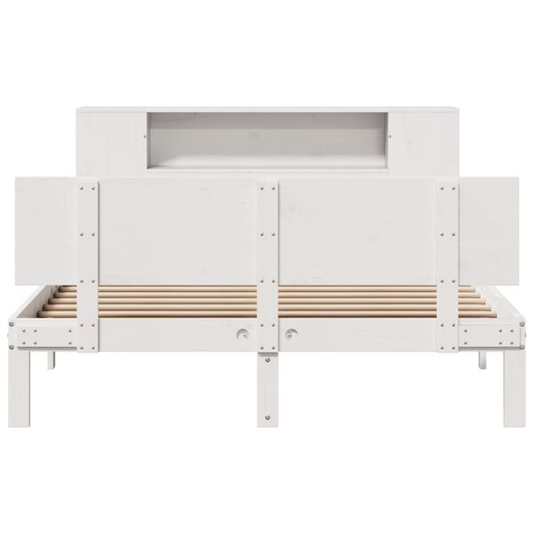vidaXL Lit bibliothèque sans matelas blanc 140x190 cm bois pin massif