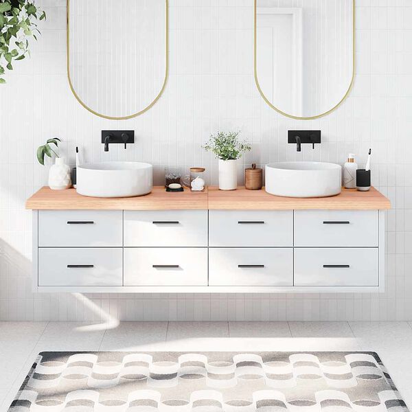 vidaXL Comptoir de salle de bain marron 200x60x(2-6) cm bois trait&eacute;