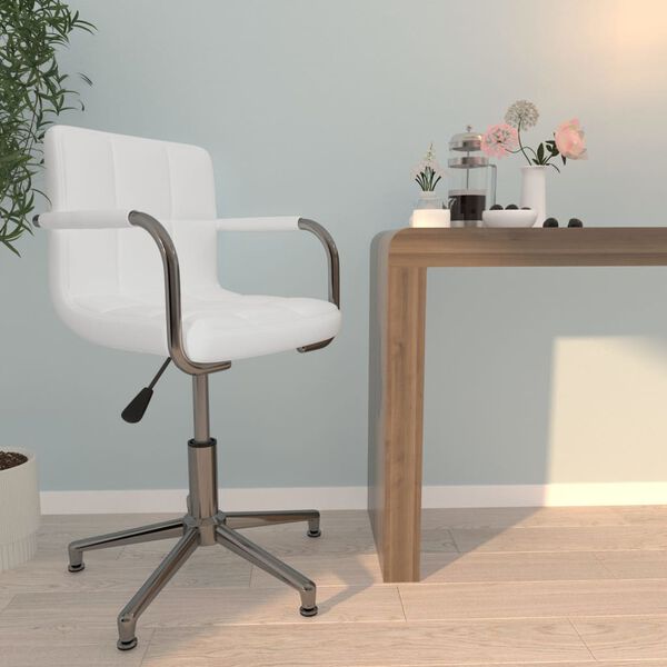 vidaXL Chaise de bureau pivotante Blanc Similicuir