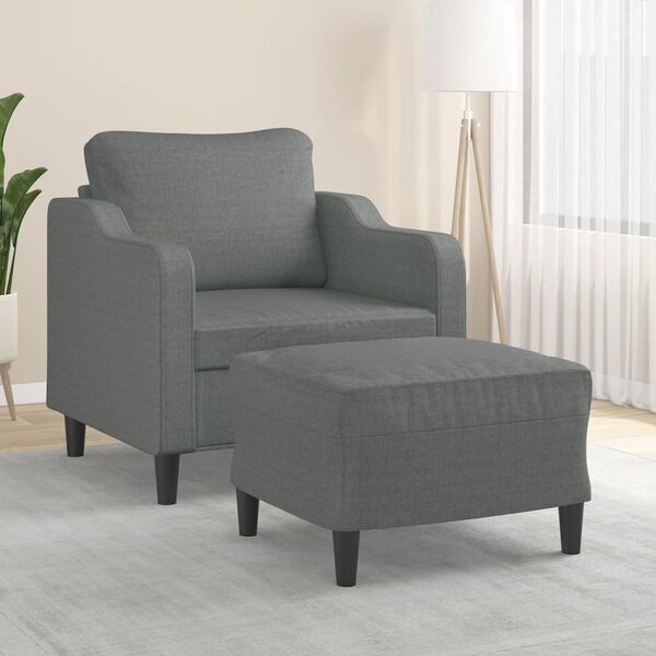 vidaXL Fauteuil avec repose-pied Gris fonc&eacute; 60 cm Tissu