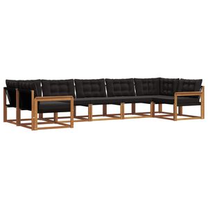 vidaXL Ensemble de canap&eacute;s d'ext&eacute;rieur 7 pc Naturel et Noir