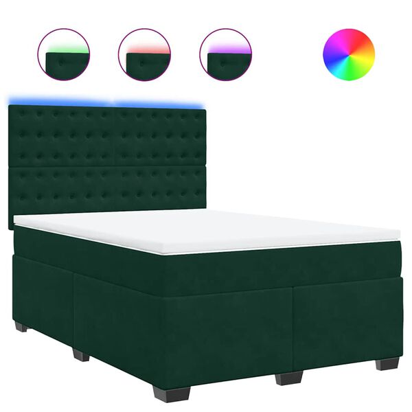 vidaXL Sommier &agrave; lattes de lit et matelas Vert fonc&eacute; 160x200cm Velours