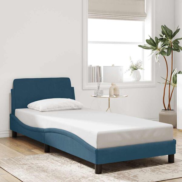 vidaXL Cadre de lit avec t&ecirc;te de lit Dover bleu 90x200 cm velours