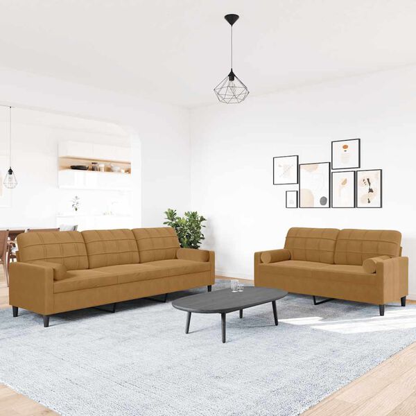 vidaXL Ensemble de canapés 2 pcs avec coussins et traversins velours