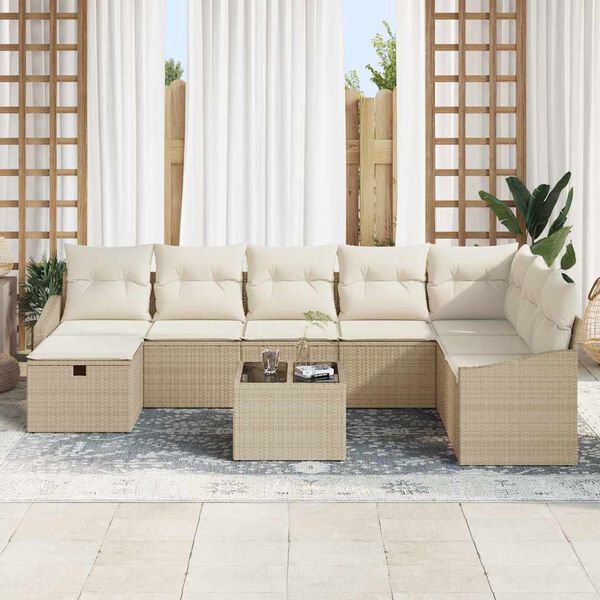 vidaXL Ensemble de canapé de jardin 9 pcs Beige 55 x 62 x 69 cm