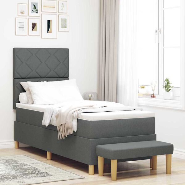 vidaXL Lit &agrave; ressorts avec matelas Gris fonc&eacute; 80 x 200 cm tissu