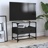 vidaXL Meuble TV et dessus en verre noir 60x35x51 cm bois d'ing&eacute;nierie