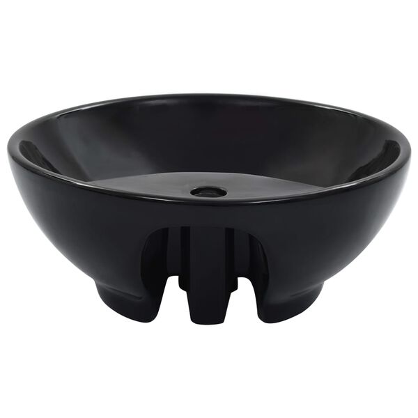 vidaXL Lavabo avec trop-plein 46,5 x 18 cm C&eacute;ramique Noir