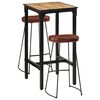 vidaXL Ensemble de bar 3 pcs bois de manguier brut massif et m&eacute;tal