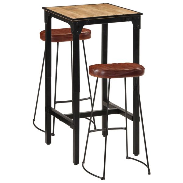 vidaXL Ensemble de bar 3 pcs bois de manguier brut massif et m&eacute;tal