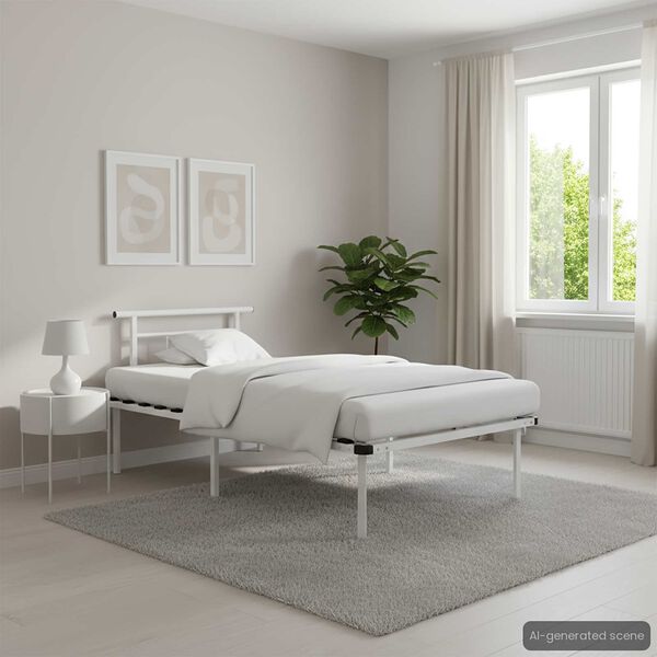 vidaXL Cadre de lit sans matelas blanc m&eacute;tal 100x200 cm