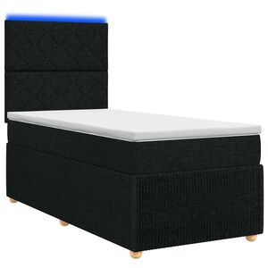 vidaXL Lit boxspring LED avec matelas Noir 90 x 190 cm Tissu