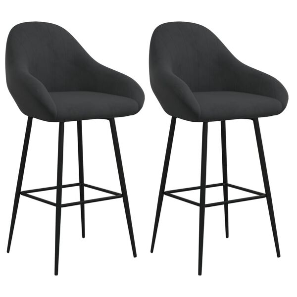 vidaXL Tabourets de bar lot de 2 noir velours