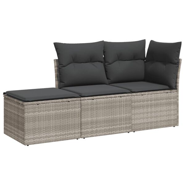vidaXL Salon de jardin avec coussins 3 pcs gris clair r&eacute;sine tress&eacute;e