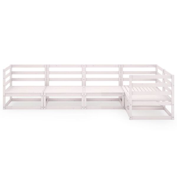 vidaXL Salon de jardin 5 pcs Blanc Bois de pin massif