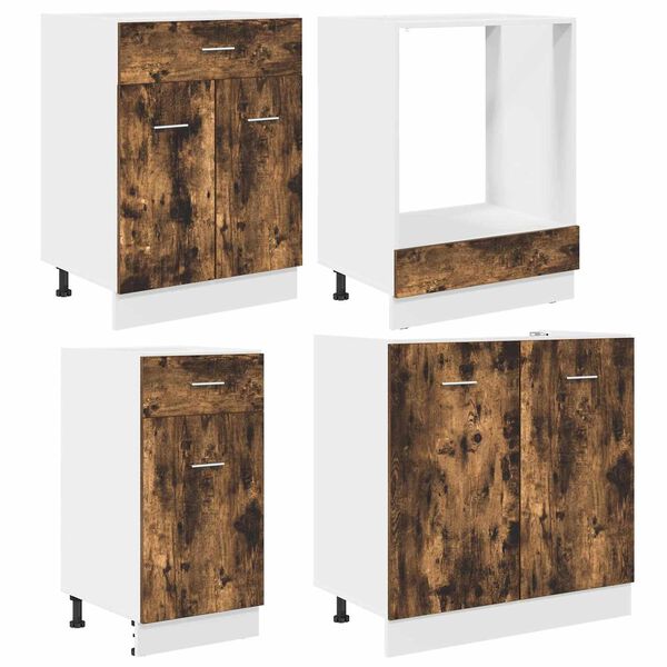 vidaXL Ensemble de meubles de cuisine avec porte Lyon 8 pcs Ch&ecirc;ne fum&eacute;