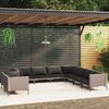 vidaXL Salon de jardin 9 pcs avec coussins R&eacute;sine tress&eacute;e Gris fonc&eacute;